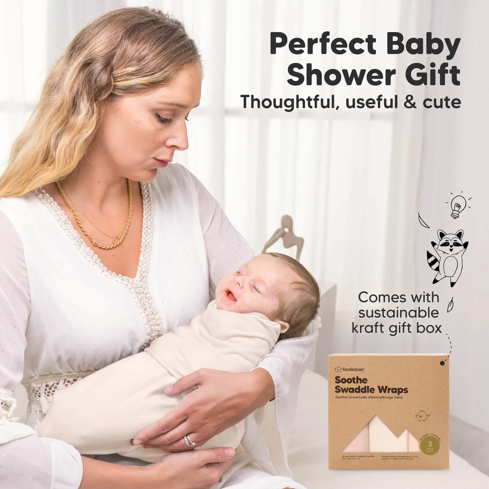 3-Pack Soothe Swaddle Wraps (Angelic)