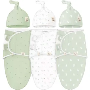 3-Pack Soothe Swaddle Wraps with Knot Hats (Bunnies)
