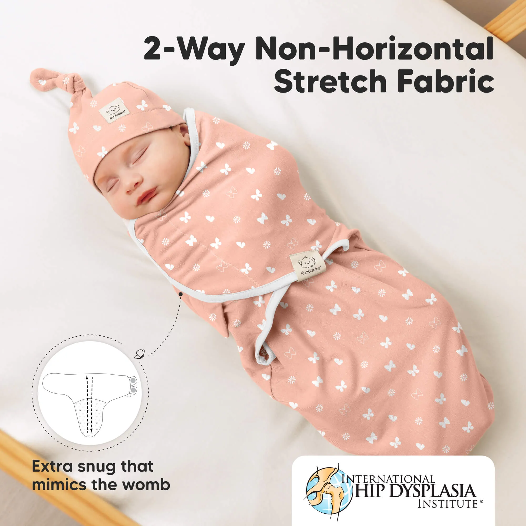 3-Pack Soothe Swaddle Wraps with Knot Hats (Butterflies)