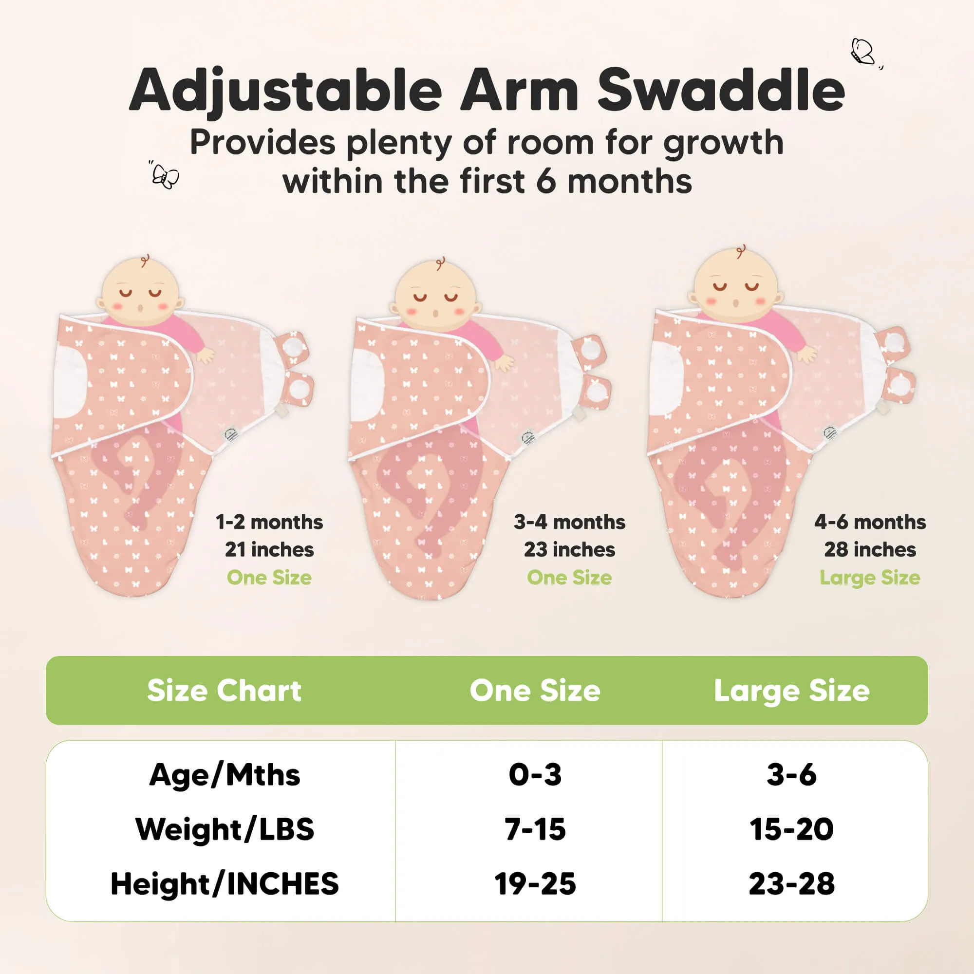 3-Pack Soothe Swaddle Wraps with Knot Hats (Butterflies)