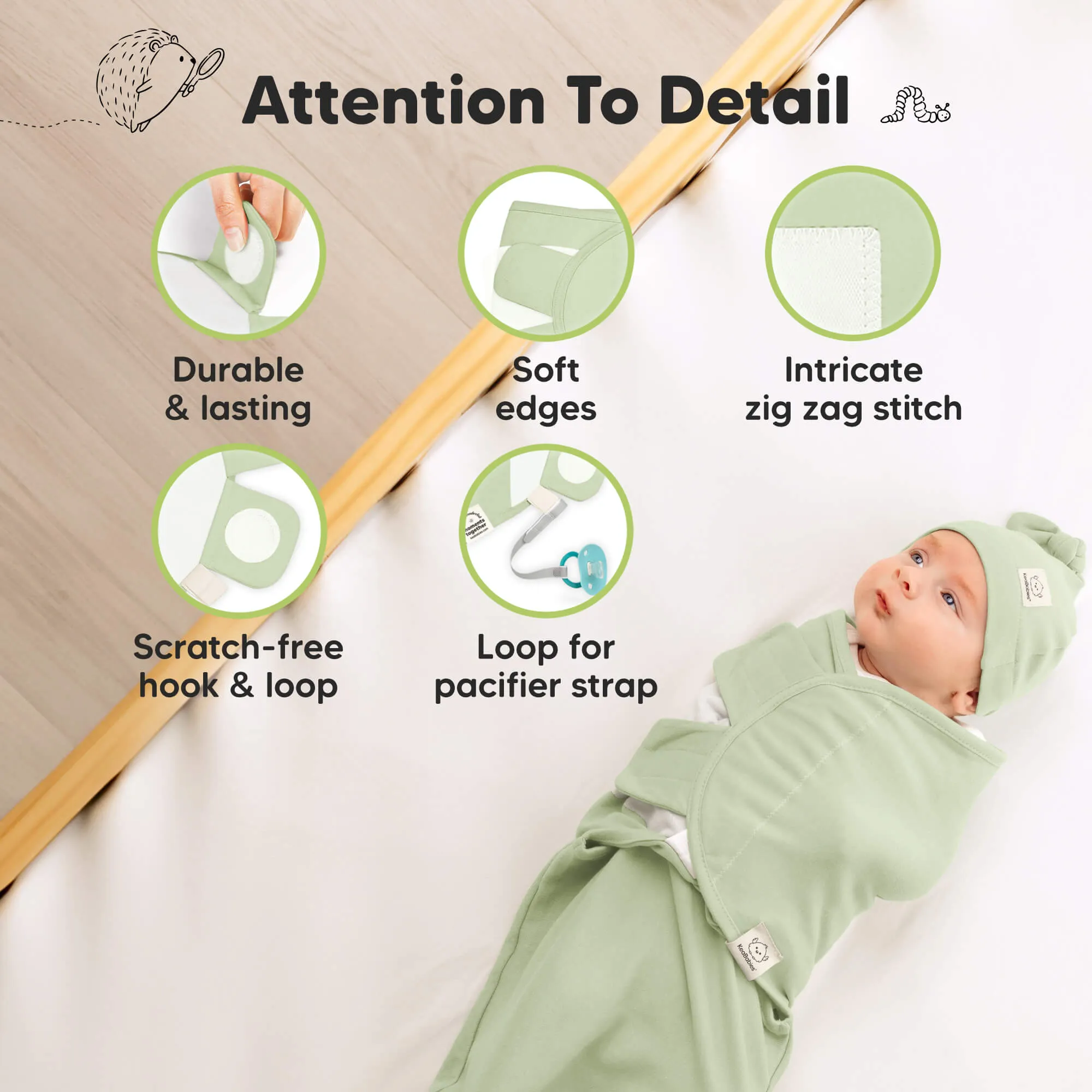 3-Pack Soothe Swaddle Wraps with Knot Hats (Fleur)