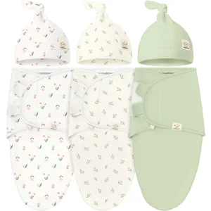 3-Pack Soothe Swaddle Wraps with Knot Hats (Fleur)