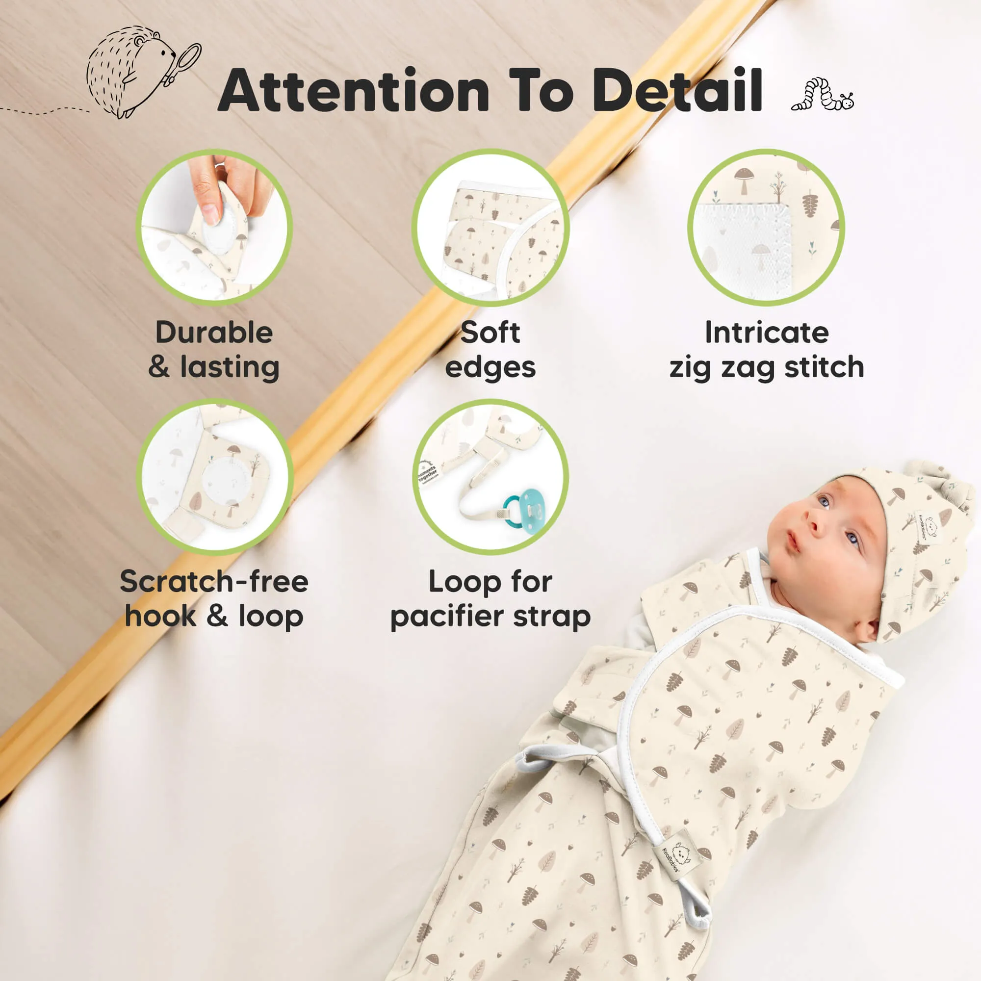 3-Pack Soothe Swaddle Wraps with Knot Hats (Nibbles/Bruce)