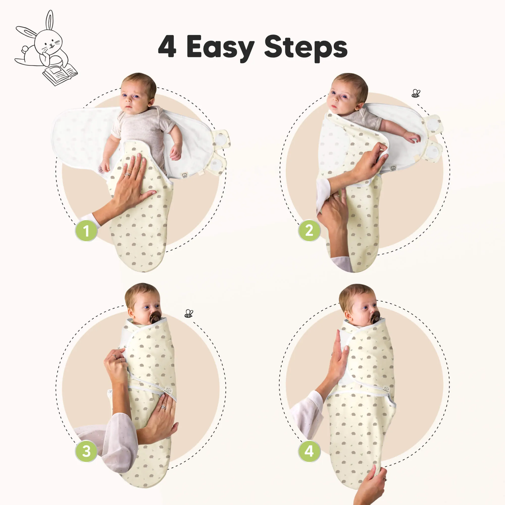3-Pack Soothe Swaddle Wraps with Knot Hats (Nibbles/Bruce)