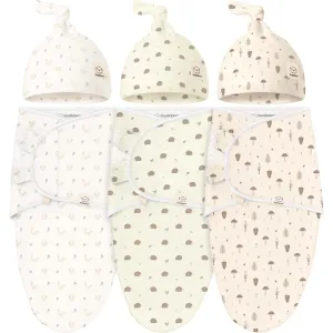 3-Pack Soothe Swaddle Wraps with Knot Hats (Nibbles/Bruce)