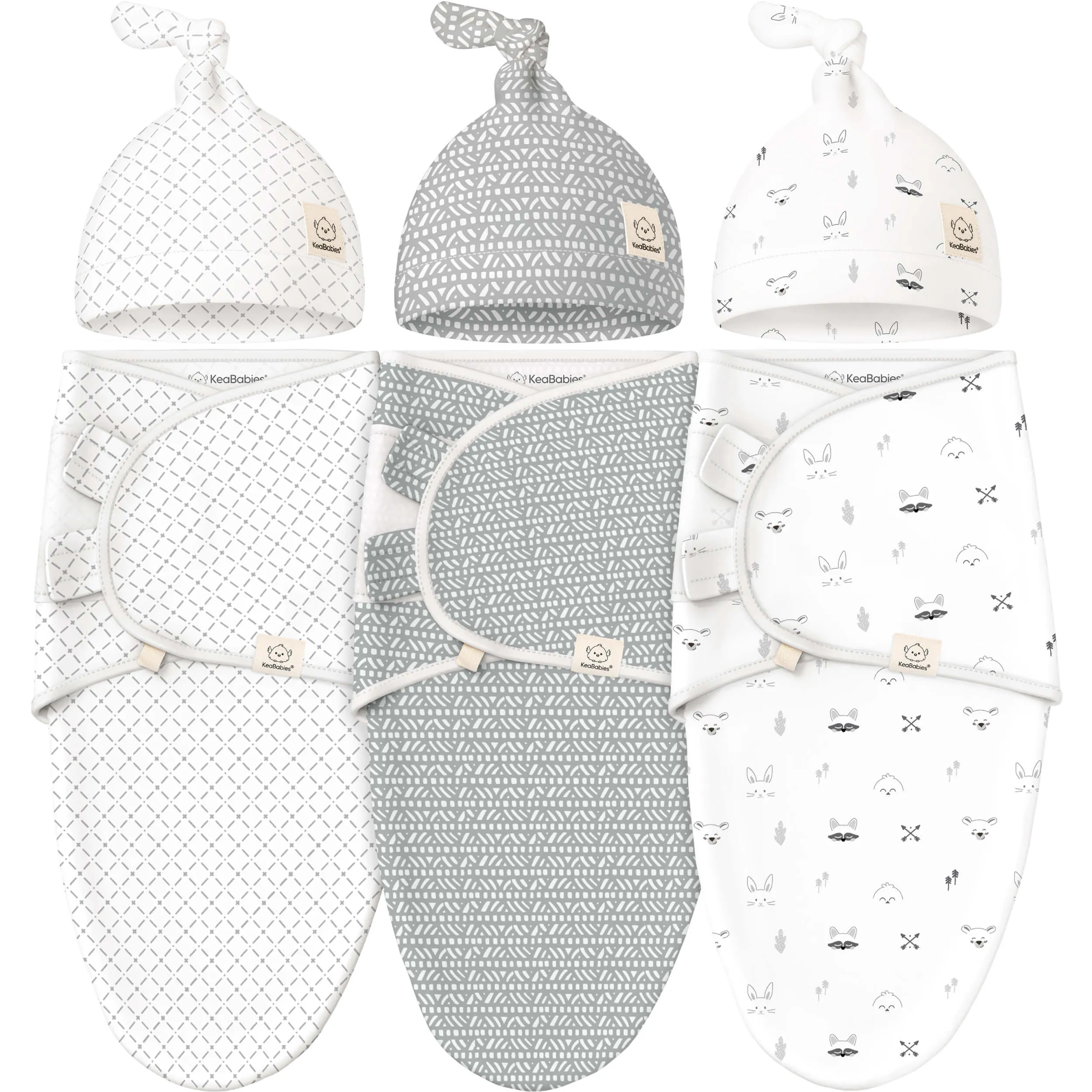 3-Pack Soothe Swaddle Wraps with Knot Hats