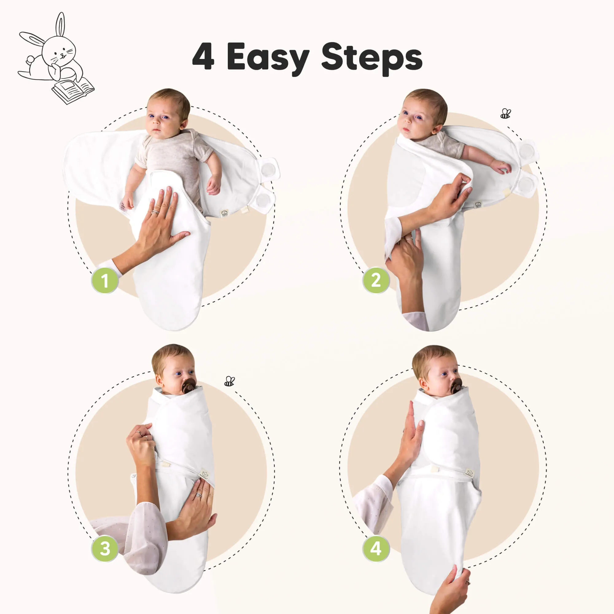 3-Pack Soothe Swaddle Wraps with Knot Hats