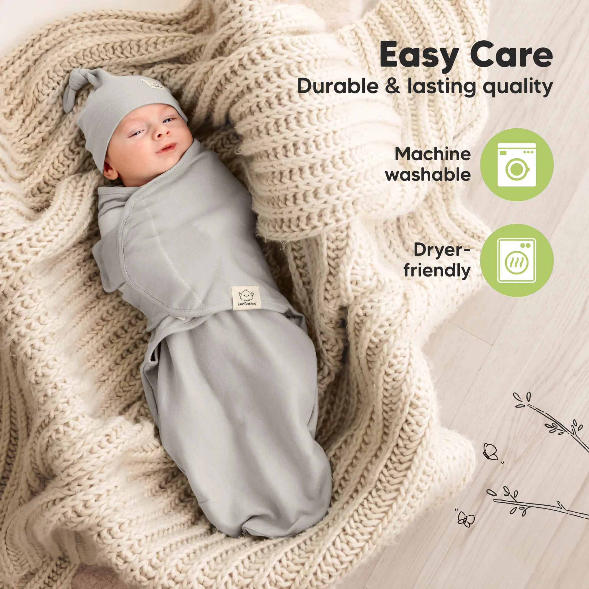 3-Pack Soothe Swaddle Wraps with Knot Hats