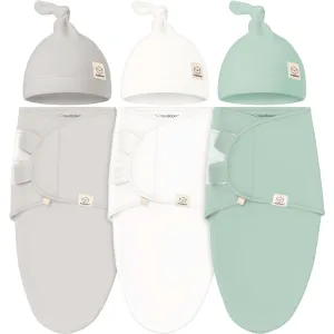 3-Pack Soothe Swaddle Wraps with Knot Hats