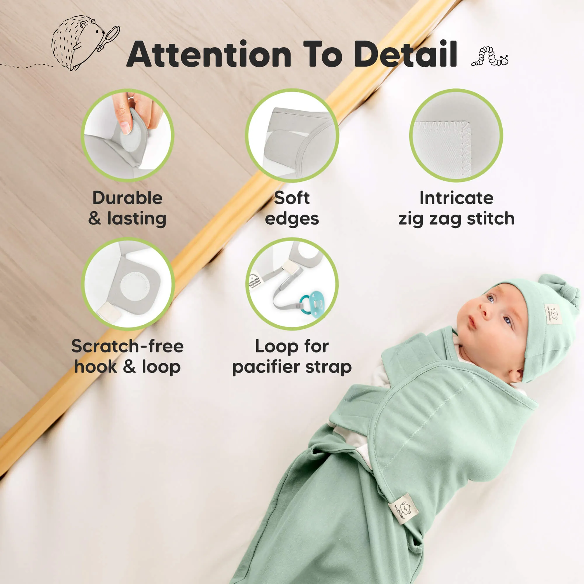 3-Pack Soothe Swaddle Wraps with Knot Hats