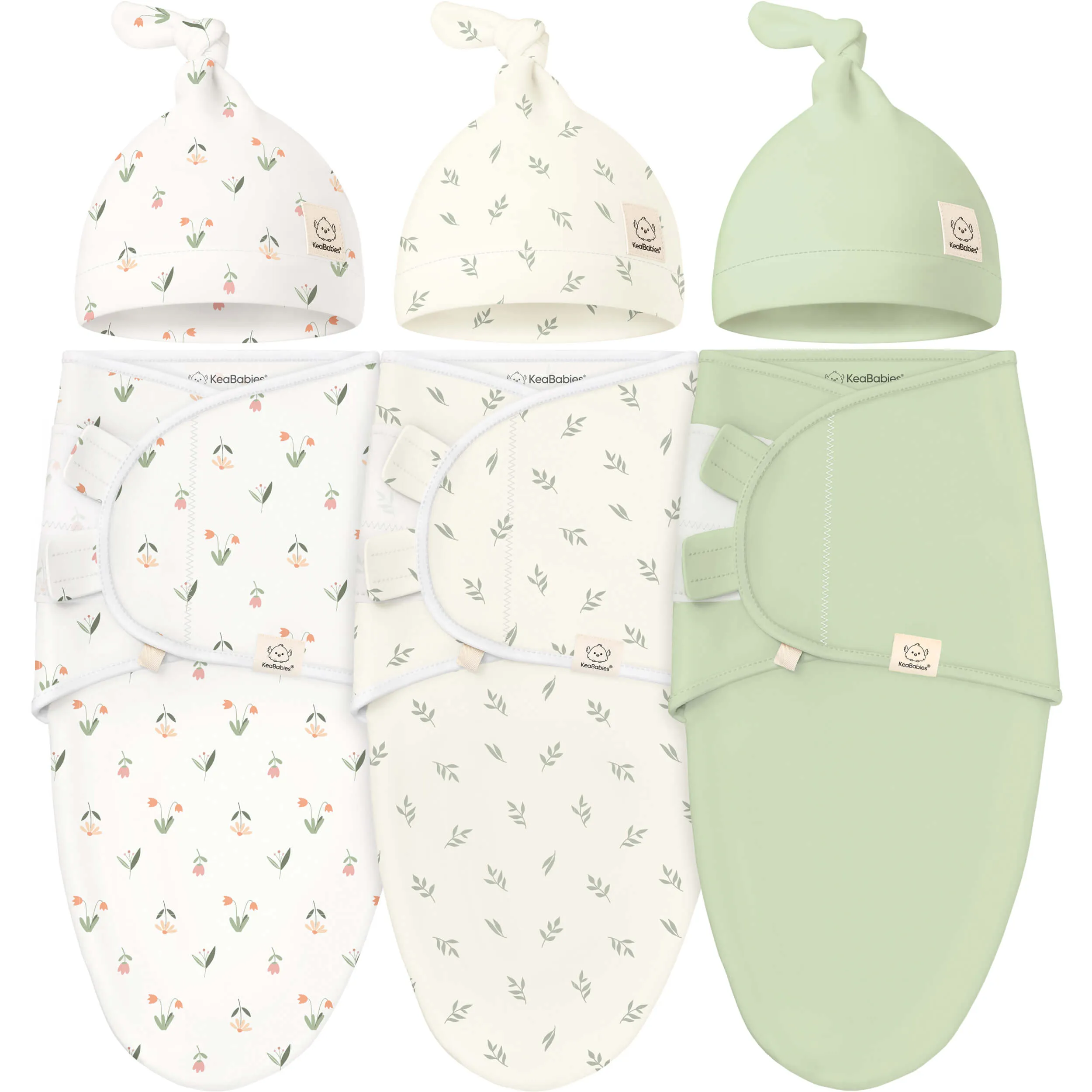 3-Pack Soothe Swaddle Wraps with Knot Hats