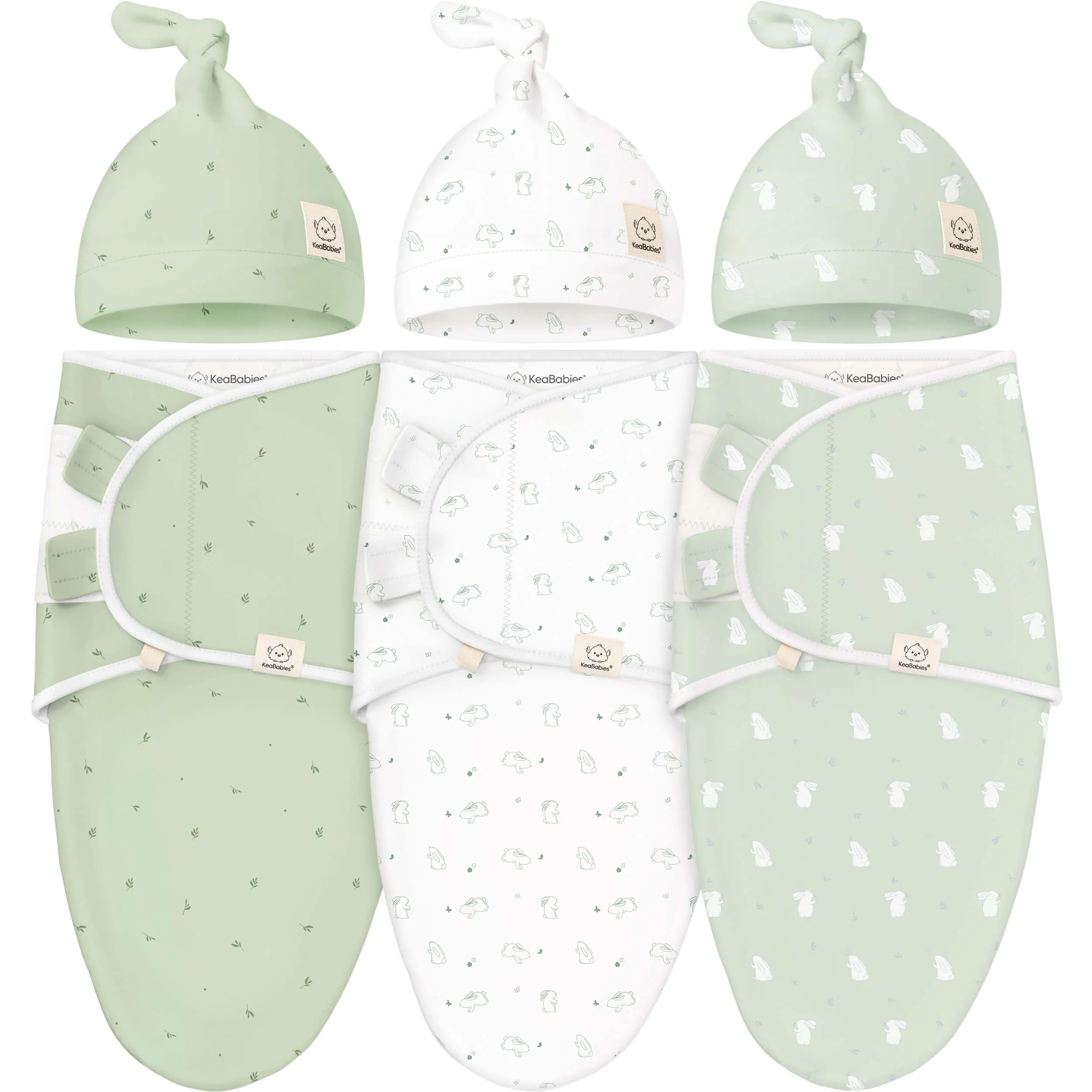 3-Pack Soothe Swaddle Wraps with Knot Hats