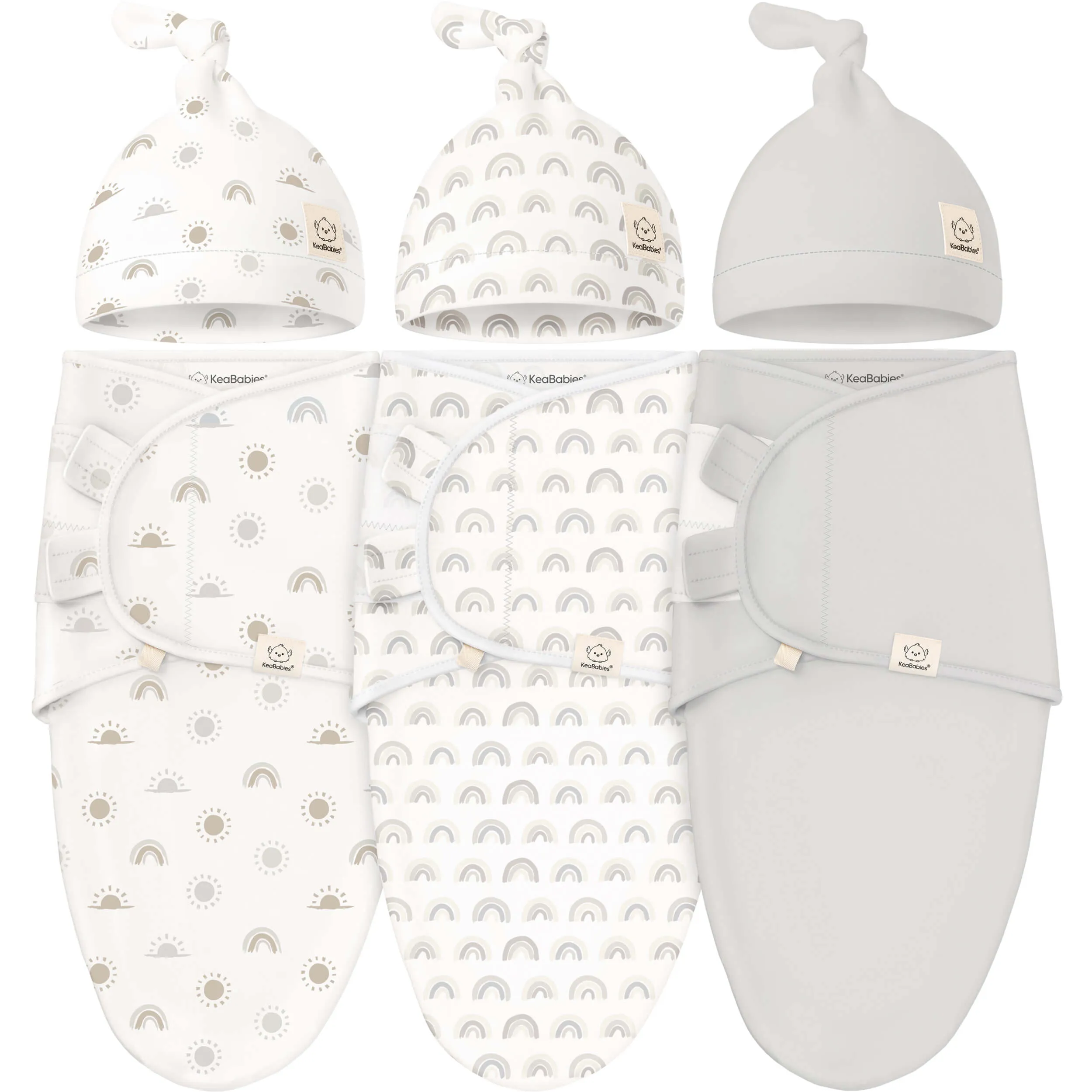 3-Pack Soothe Swaddle Wraps with Knot Hats