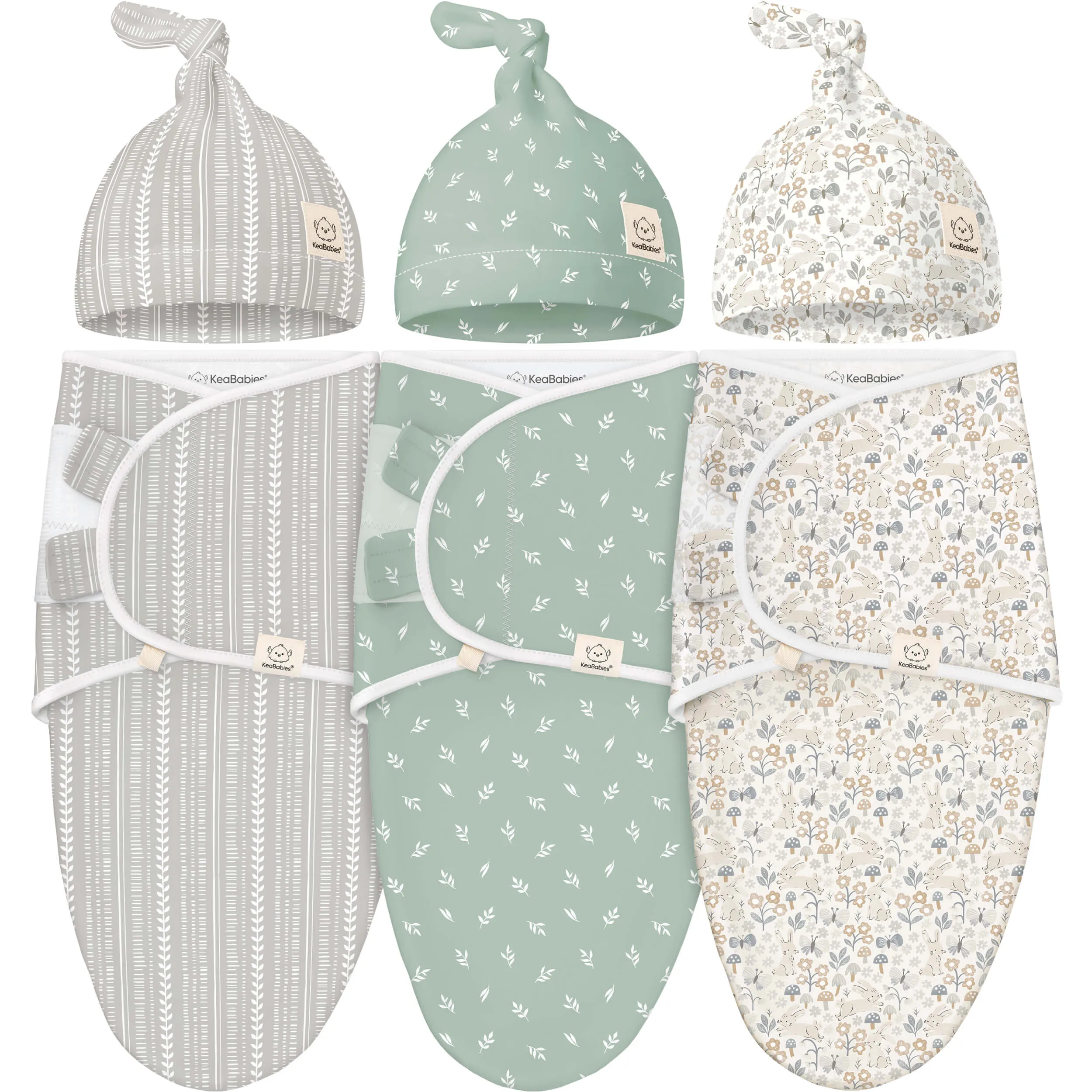 3-Pack Soothe Swaddle Wraps with Knot Hats