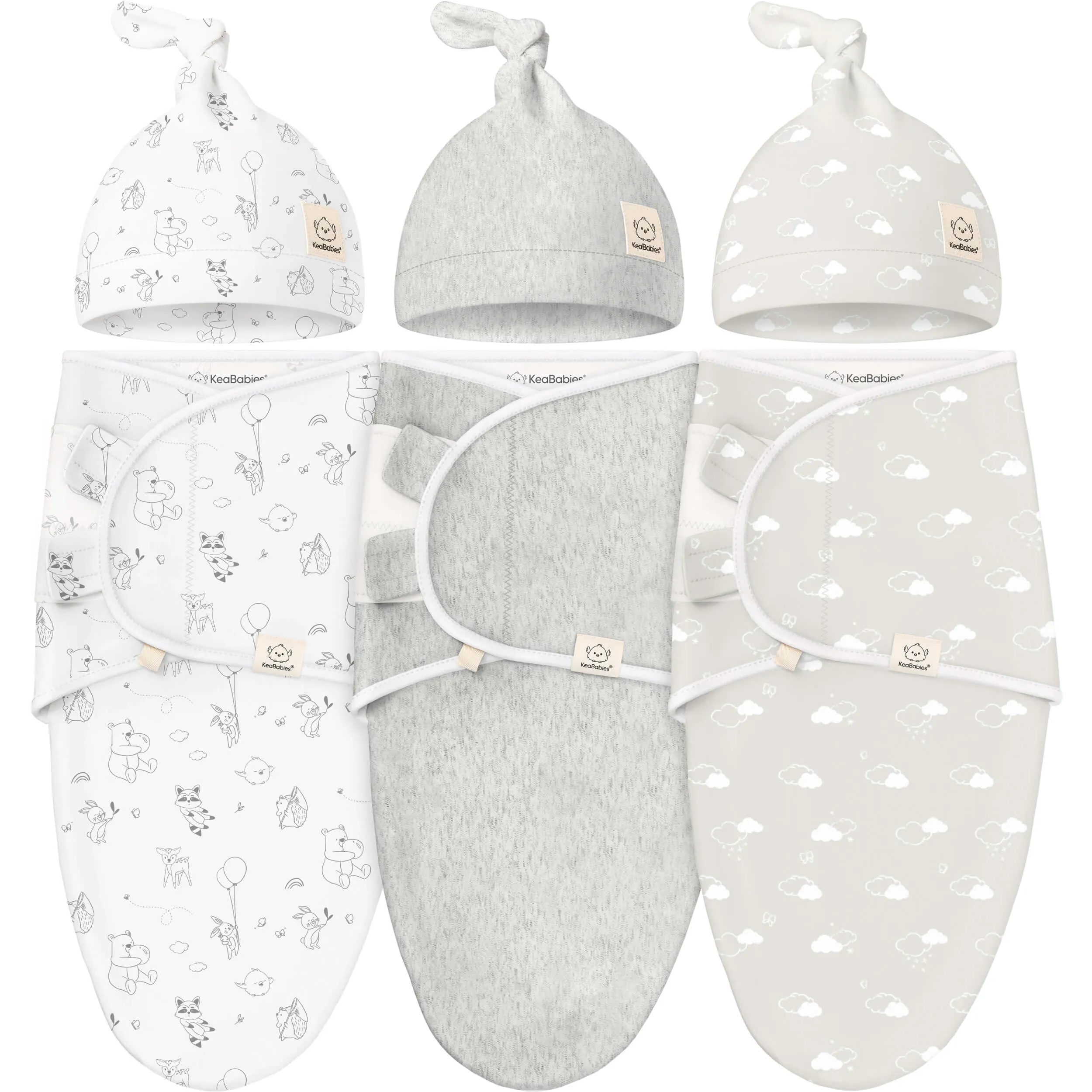 3-Pack Soothe Swaddle Wraps with Knot Hats