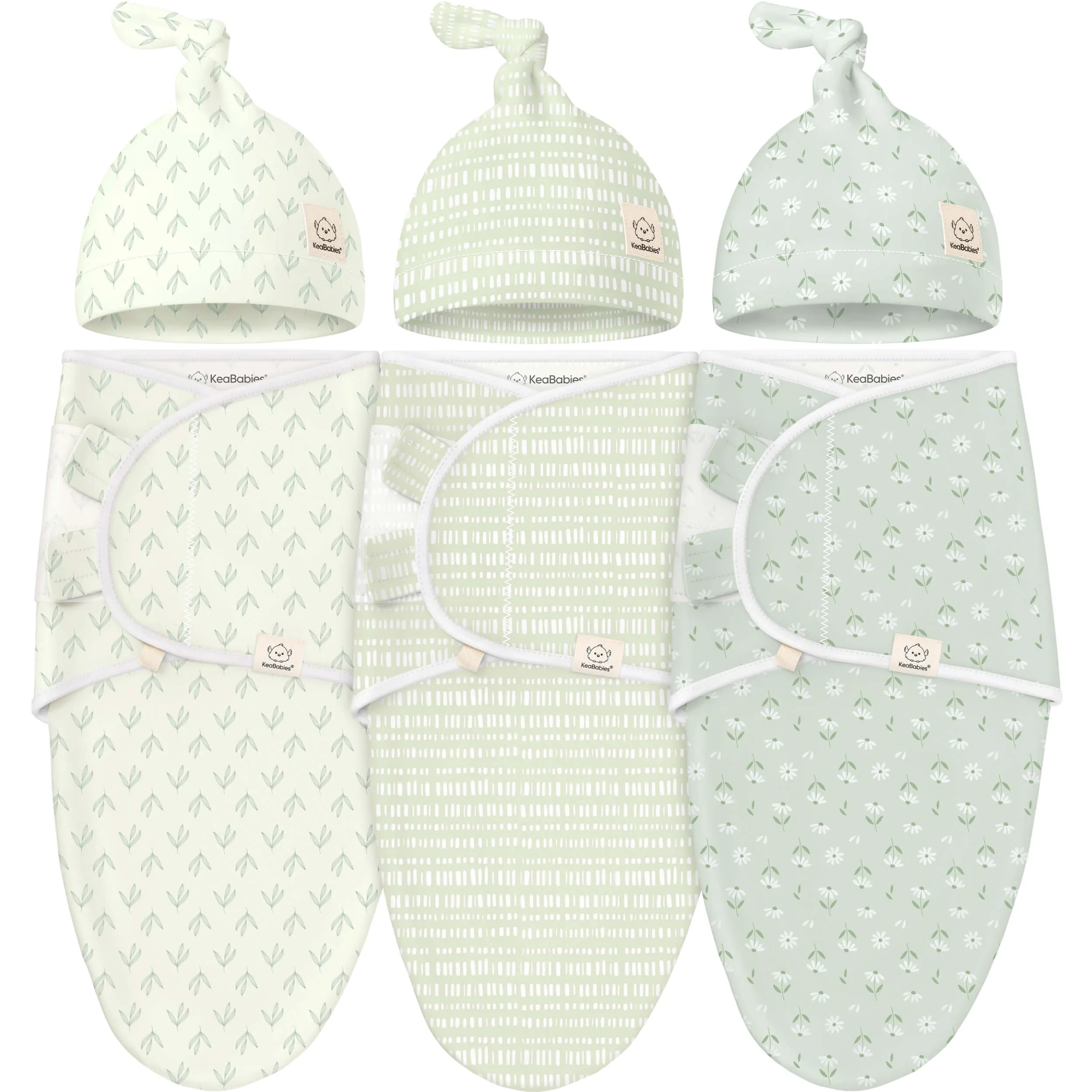 3-Pack Soothe Swaddle Wraps with Knot Hats