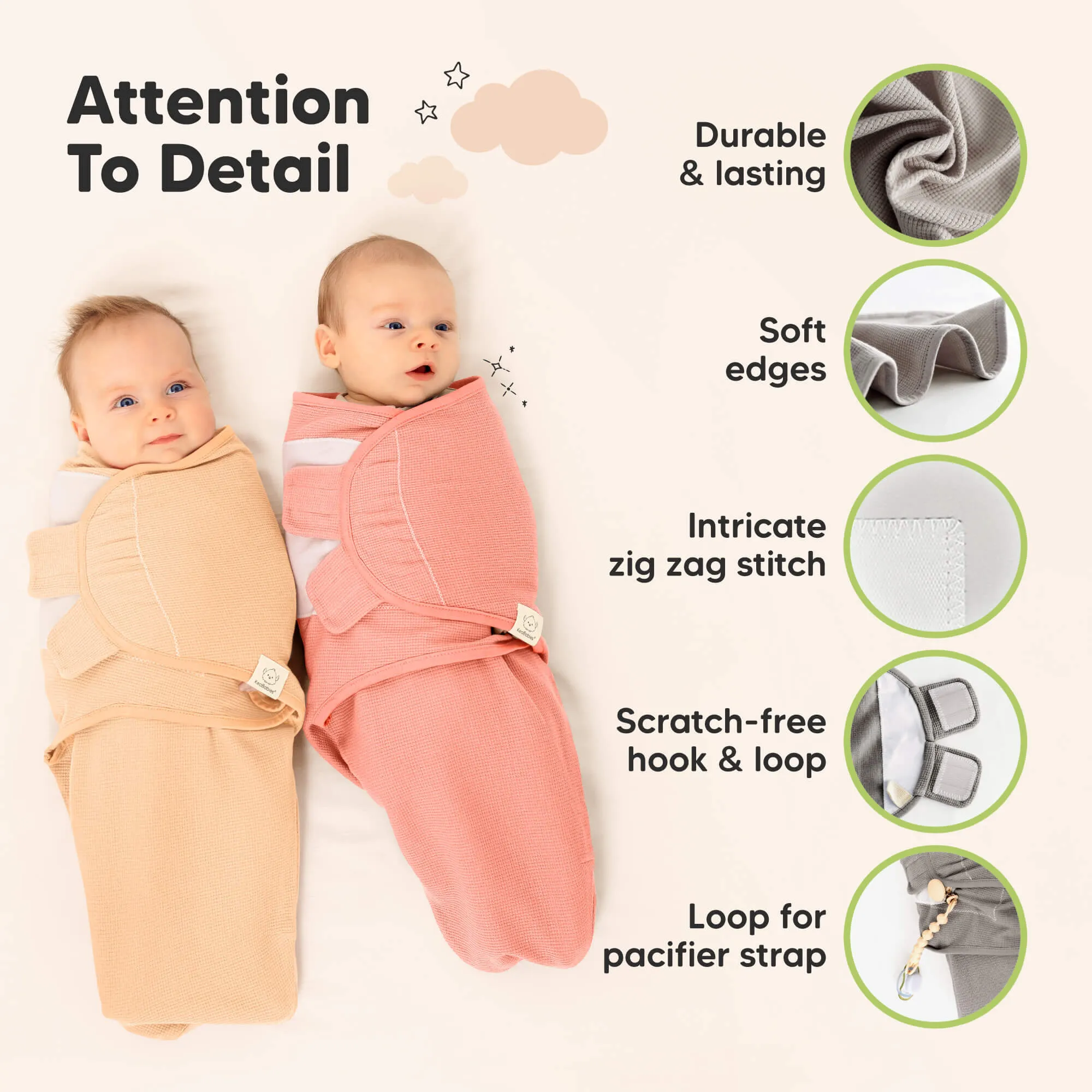 3-Pack Soothe (Wren) Swaddle Wraps (Salmon)