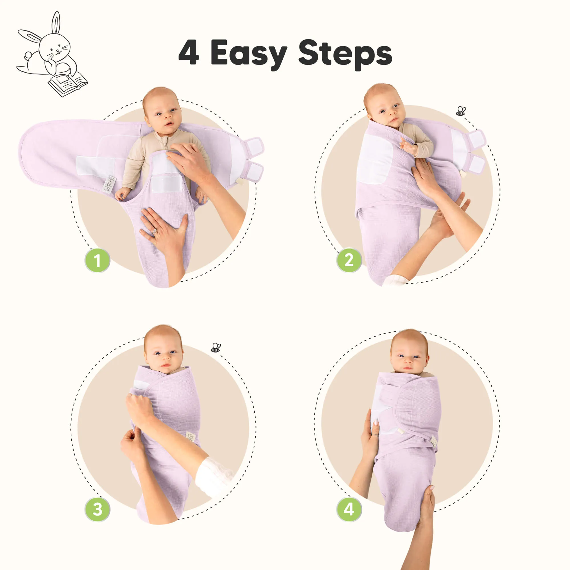 3-Pack Soothe (Wren) Swaddle Wraps (Soft Lilac)