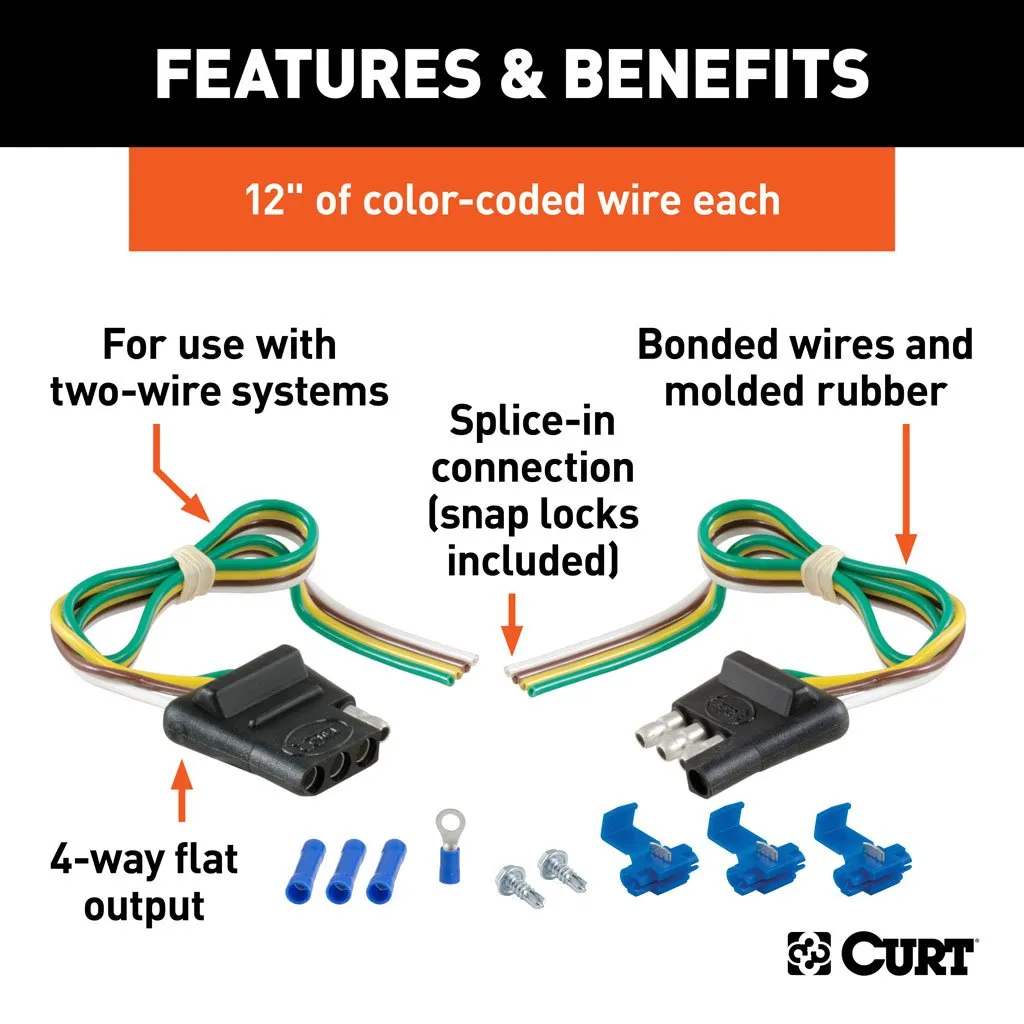 4-Way Flat Connector Plug & Socket with 12 Inch Wires Each & Hardware