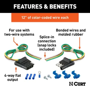 4-Way Flat Connector Plug & Socket with 12 Inch Wires Each & Hardware