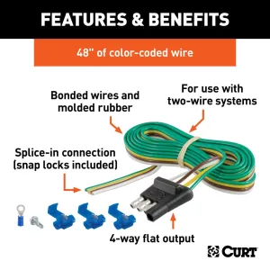 4-Way Flat Connector Plug with 48 Inch Wires & Hardware