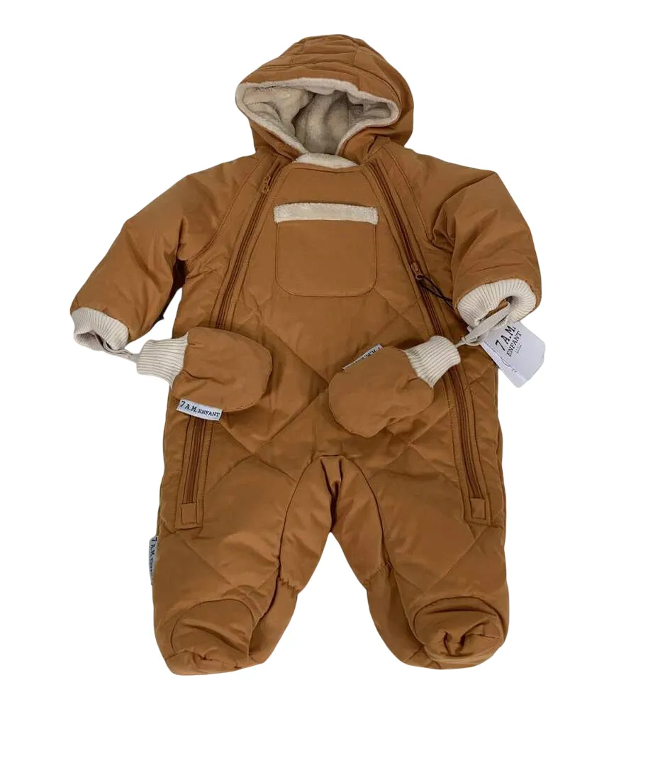 7 A.M. Enfant Benji Snowsuit Bebe, 3-6 Months, Cognac