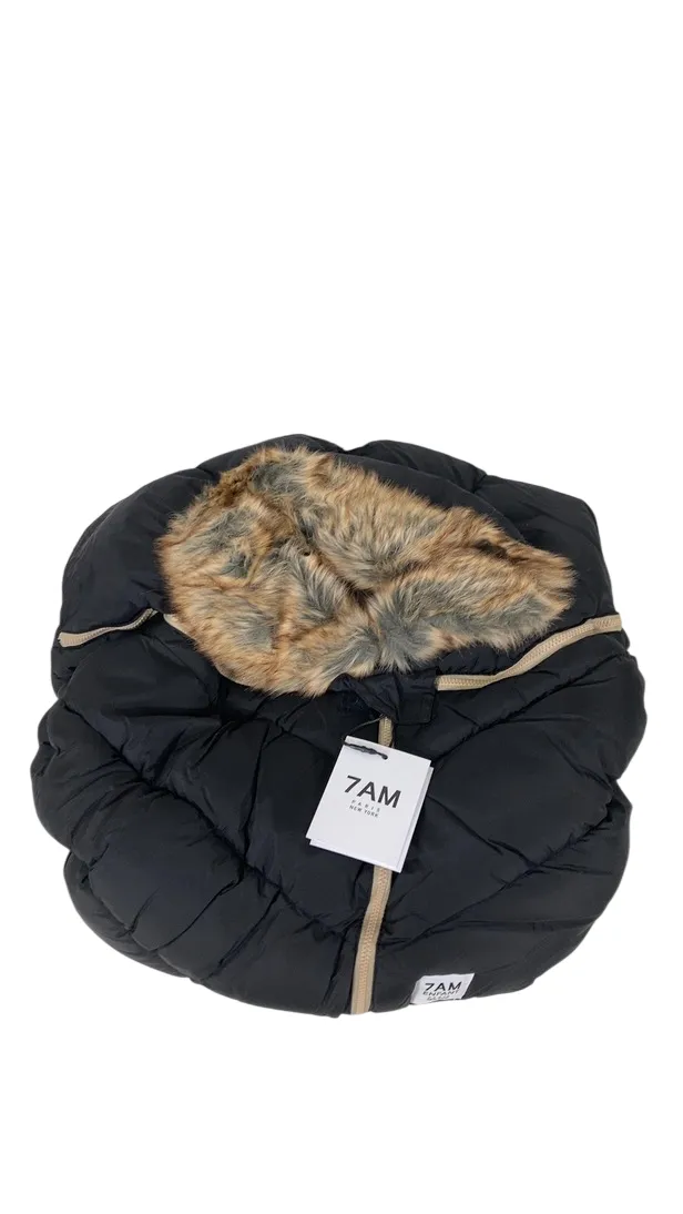 7 A.M. Enfant Tundra Car Seat Cocoon, Black Faux Fur