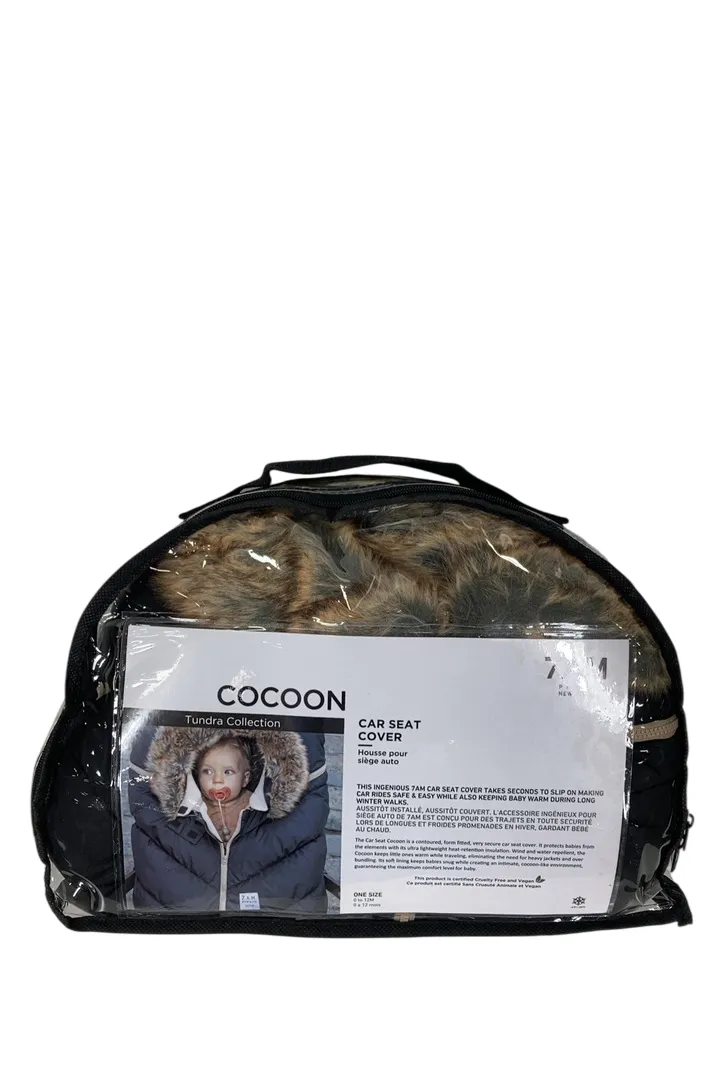 7 A.M. Enfant Tundra Car Seat Cocoon, Black Faux Fur