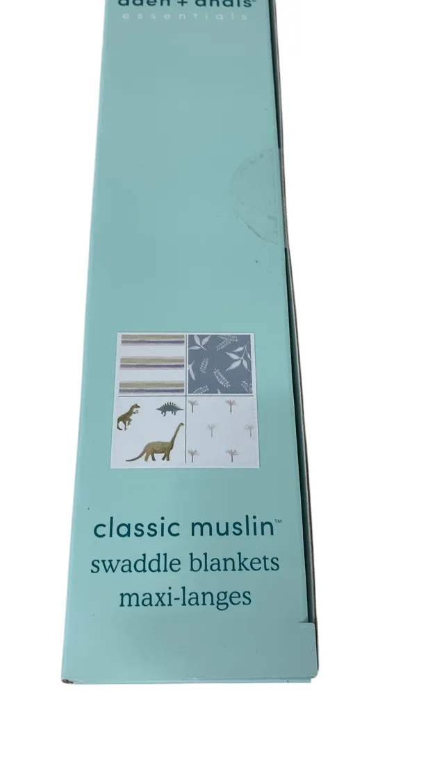 Aden   Anais Cotton Muslin Swaddle, 4 Pack, 44" x 44", Classic Muslin, Dino Jungle