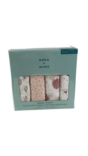 Aden   Anais Cotton Muslin Swaddle, 4 Pack, 47" x 47", Cotton Muslin, Dahlias