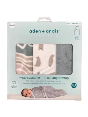 Aden   Anais Essentials Easy Wrap Swaddle 3 Pack, Grey, Small (0-3 Months)