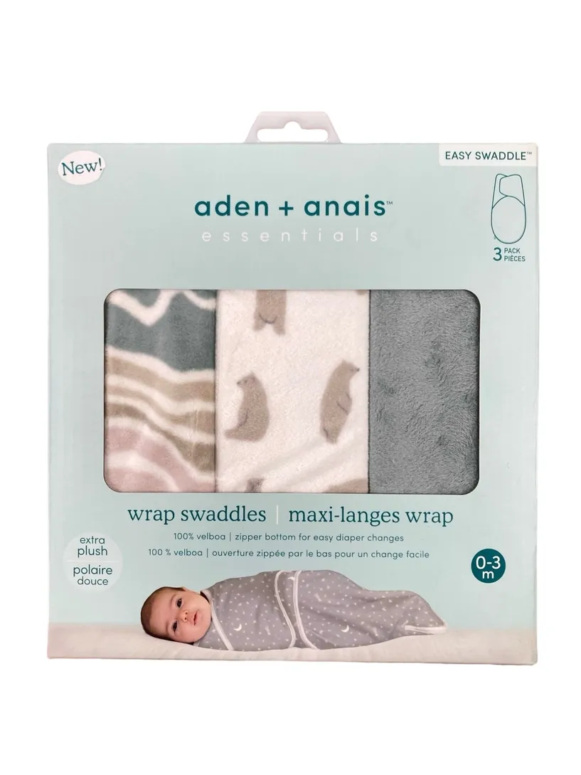 Aden   Anais Essentials Easy Wrap Swaddle 3 Pack, Grey, Small (0-3 Months)