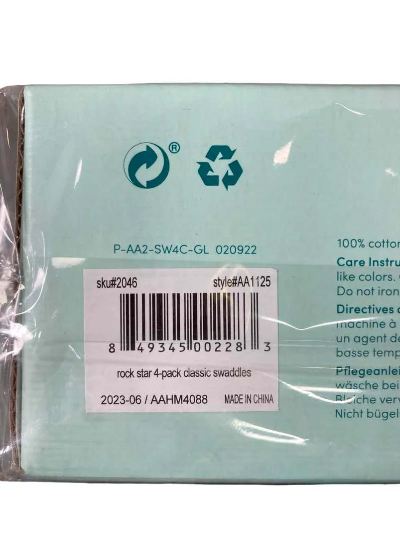 Aden   Anais Swaddle Classic Muslin 4 Pack Rock Star 47" x 47"