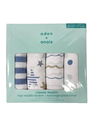 Aden   Anais Swaddle Classic Muslin 4 Pack Rock Star 47" x 47"