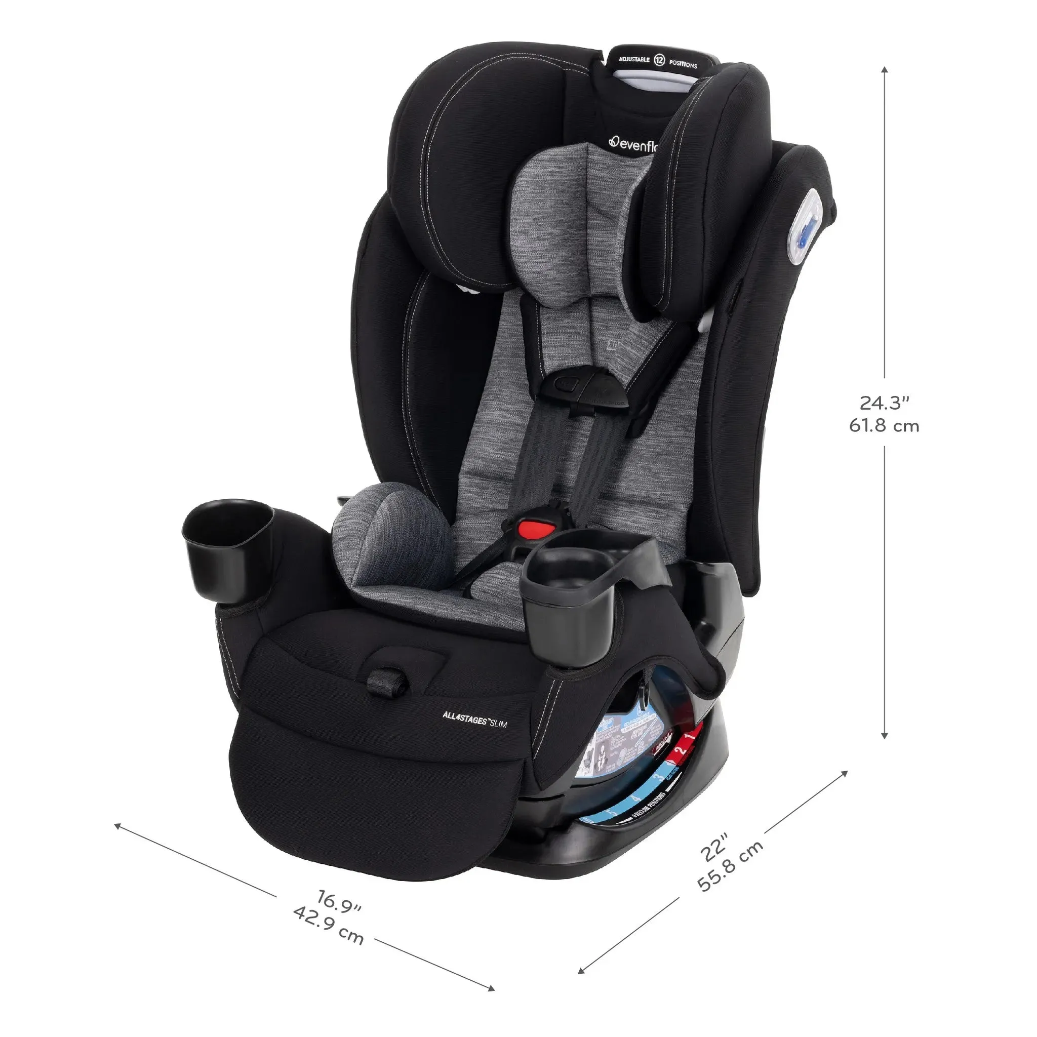 All4Stages Slim Plus Canopy 4-in-1 Convertible Car Seat - Howell Black