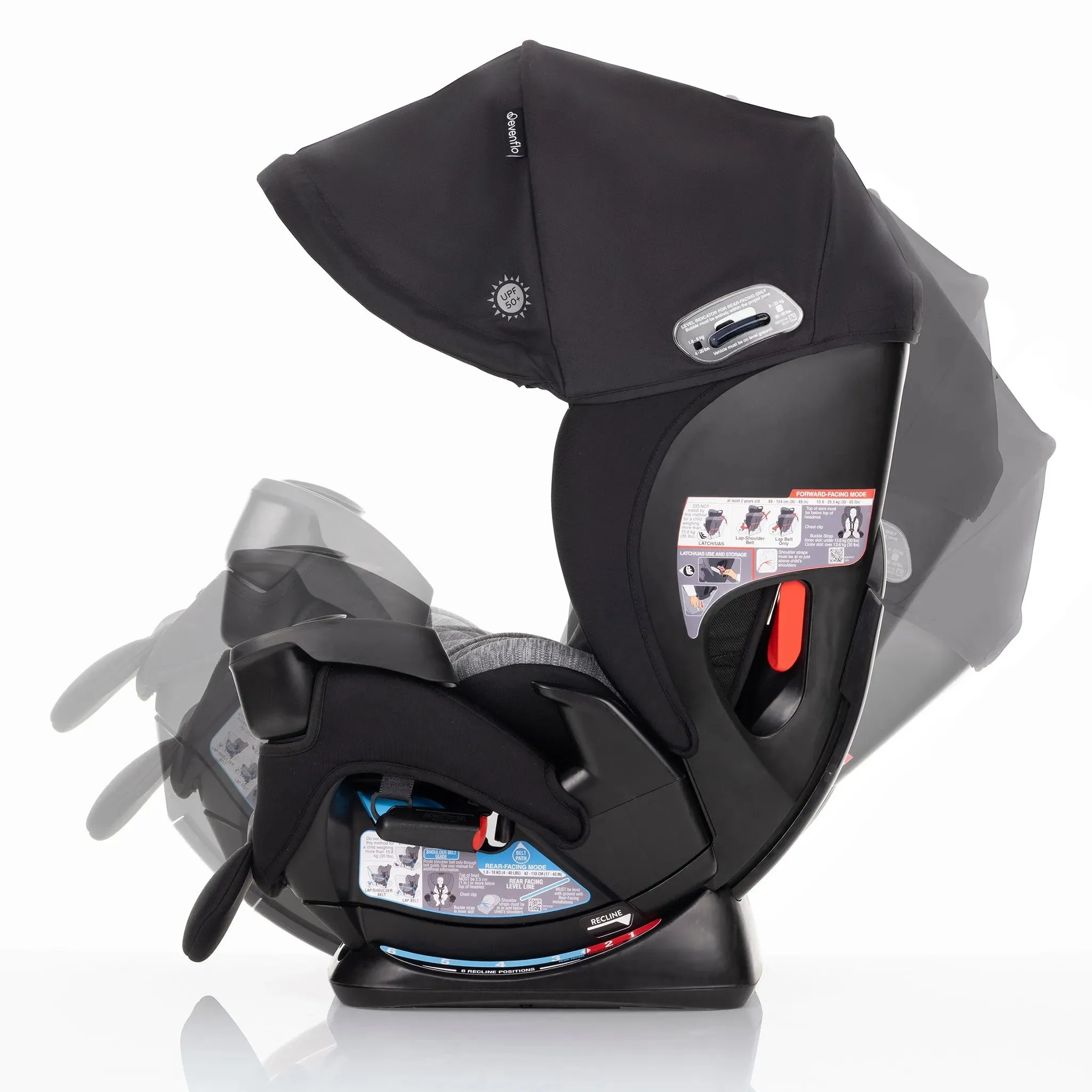 All4Stages Slim Plus Canopy 4-in-1 Convertible Car Seat - Howell Black