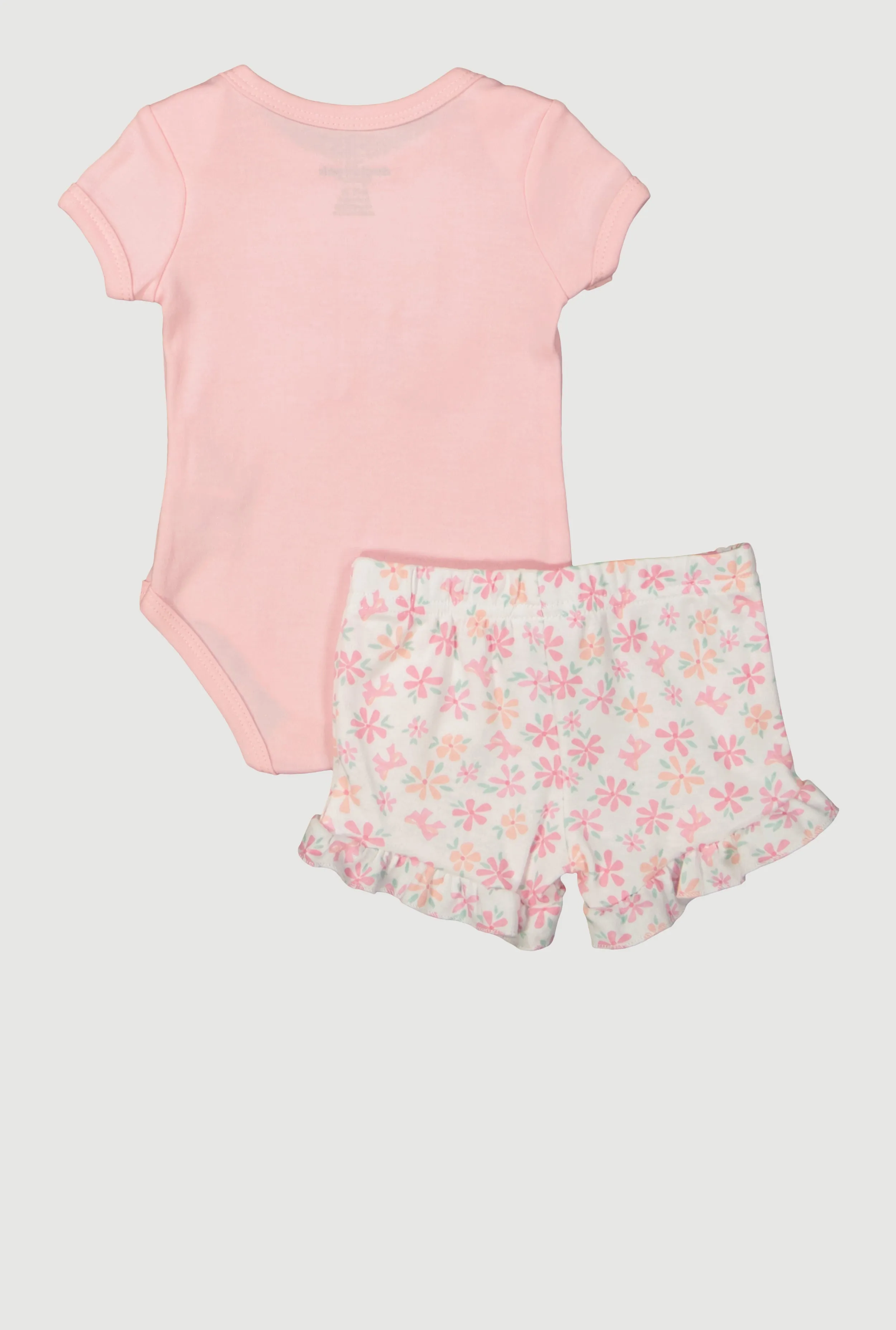 Baby Girls 0-9M Chenille Love Patch Graphic Bodysuit and Shorts