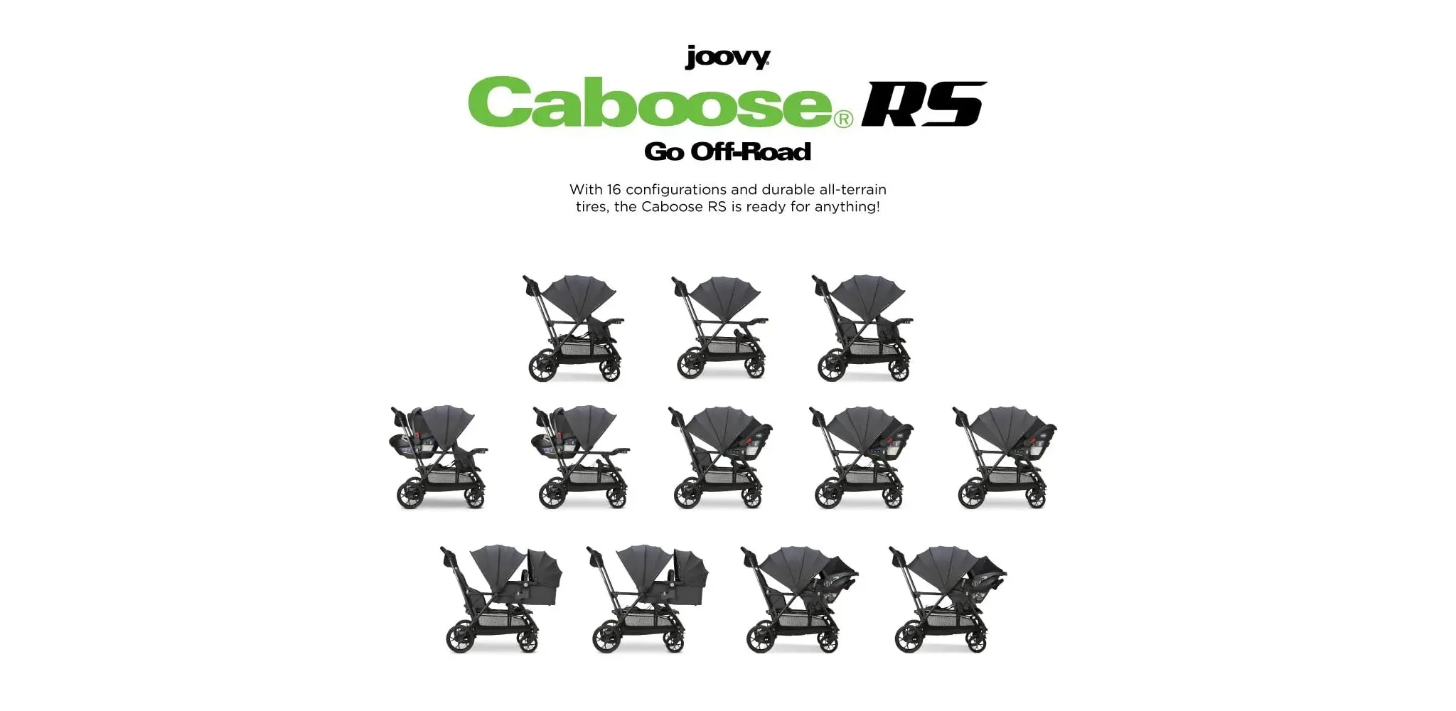 Caboose RS Stroller Premium Sit and Stand Double Stroller -Jet