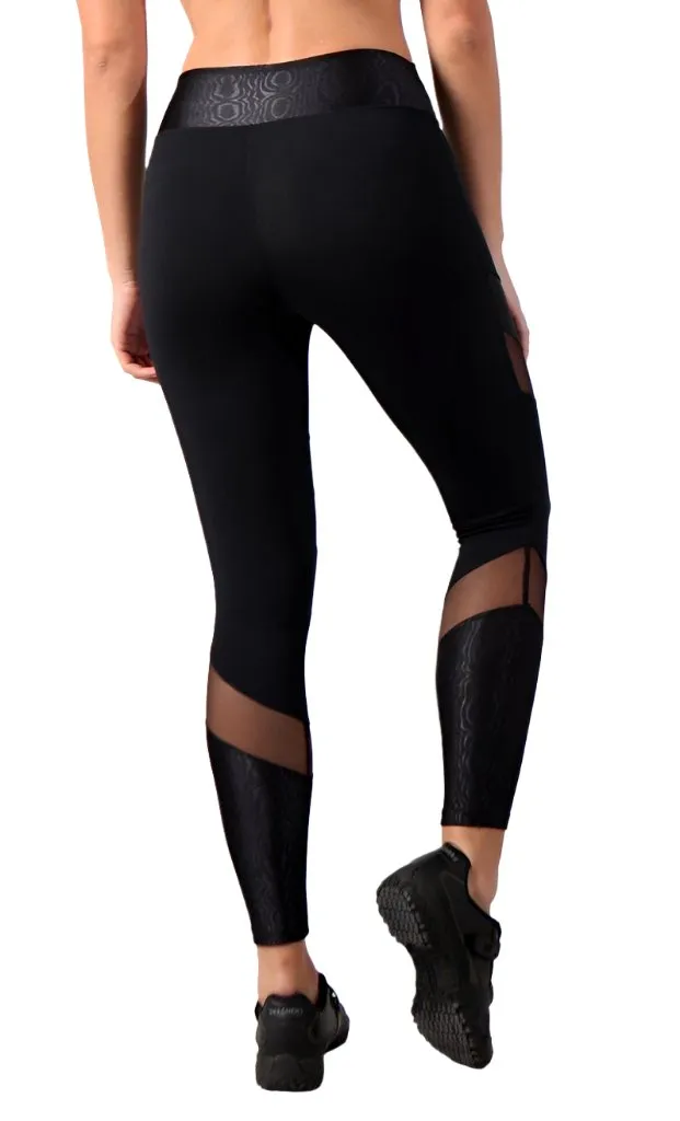 Equilibrium Activewear Legging L7015 Ava Black with Black Mesh