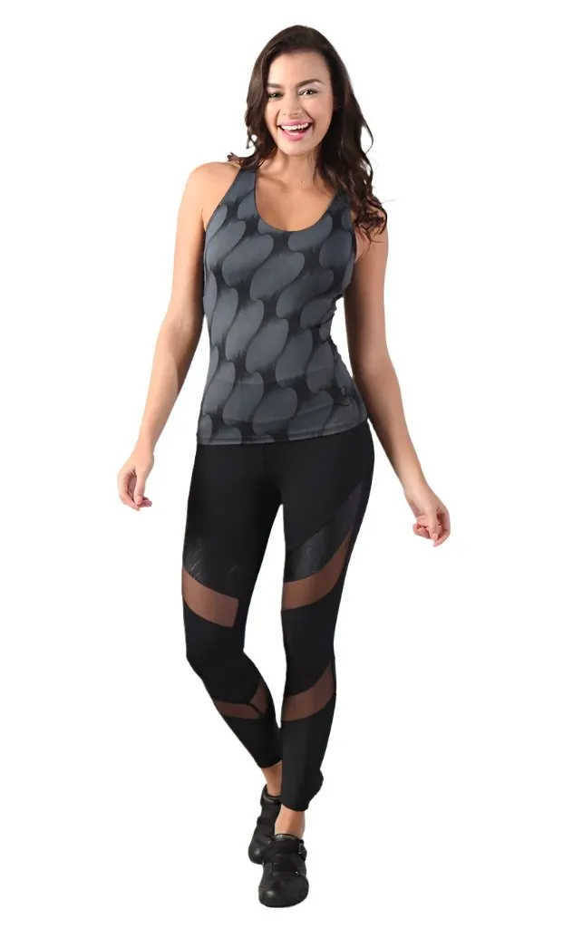 Equilibrium Activewear Legging L7015 Ava Black with Black Mesh