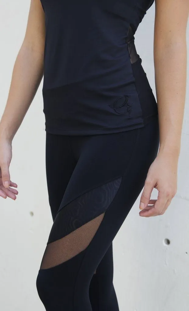 Equilibrium Activewear Legging L7015 Ava Black with Black Mesh