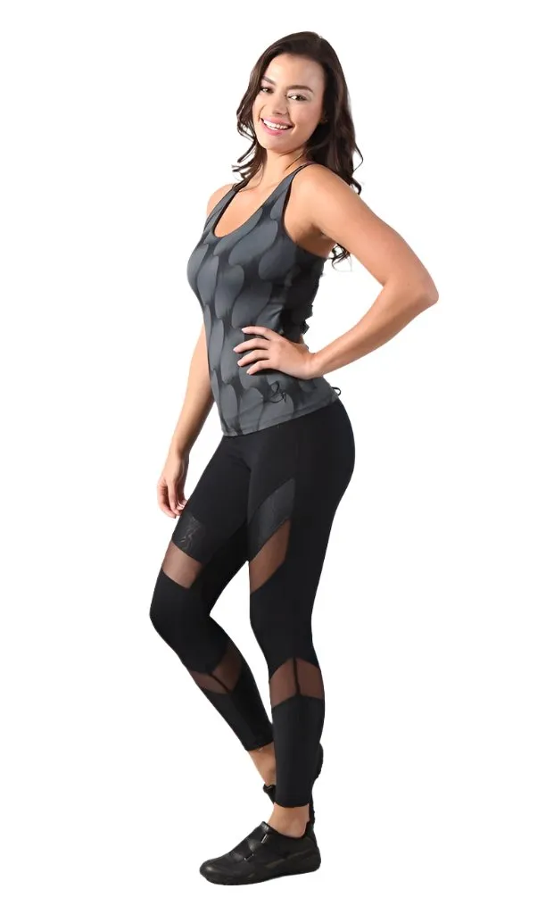 Equilibrium Activewear Legging L7015 Ava Black with Black Mesh