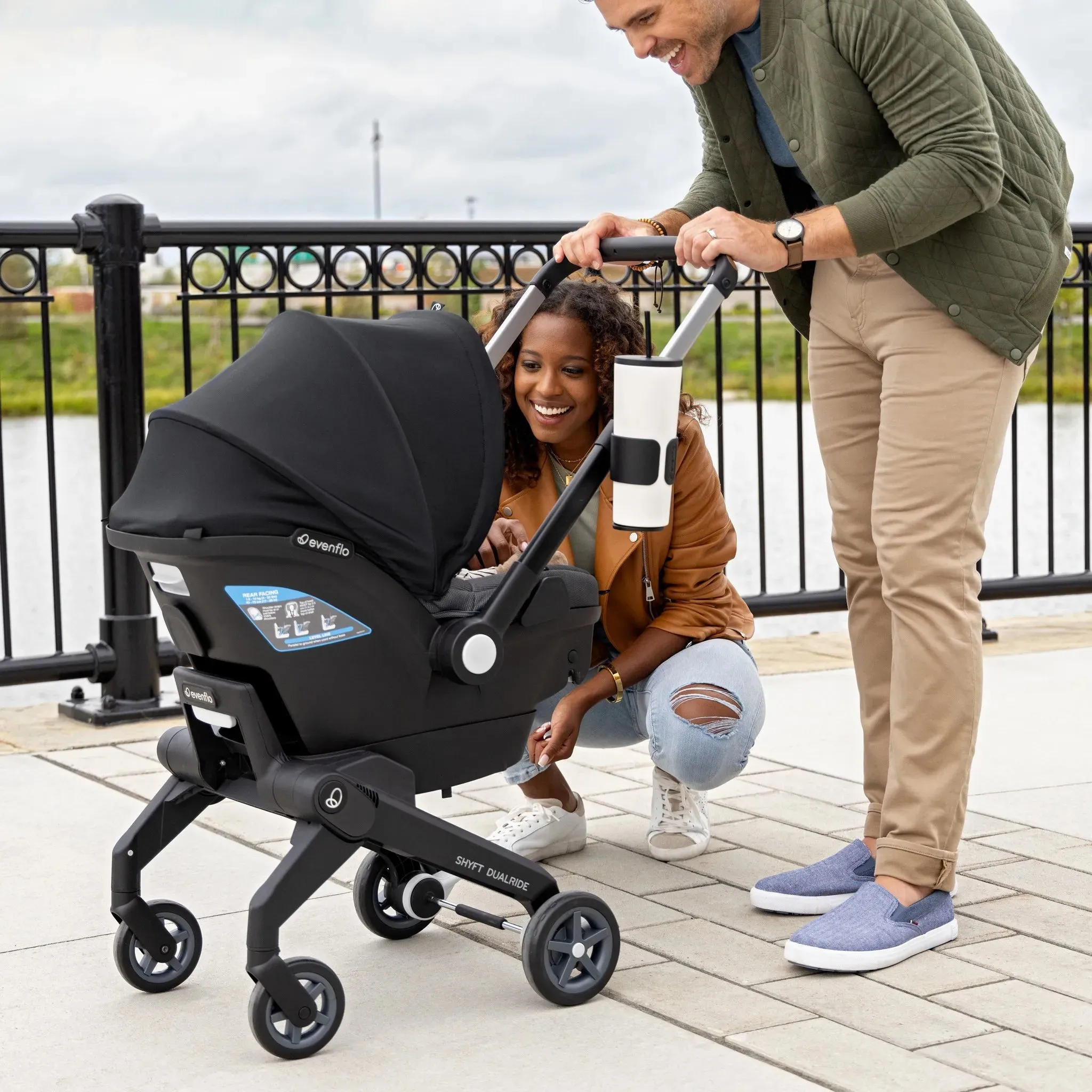 Evenflo Shyft DualRide Travel System with Carryall Storage - Boone Gray