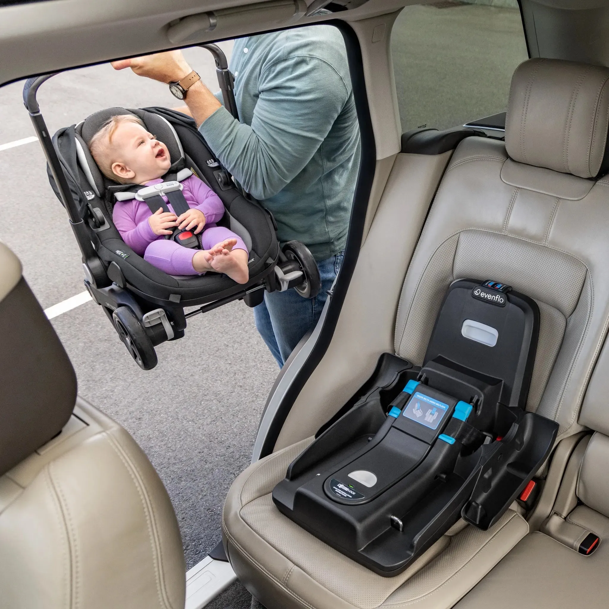 Evenflo Shyft DualRide Travel System with Carryall Storage - Boone Gray