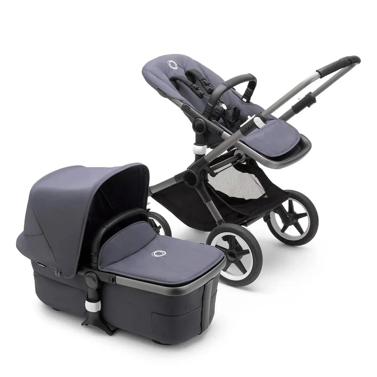 Fox3 Complete Stroller With Bassinet - Graphite/Stormy Blue