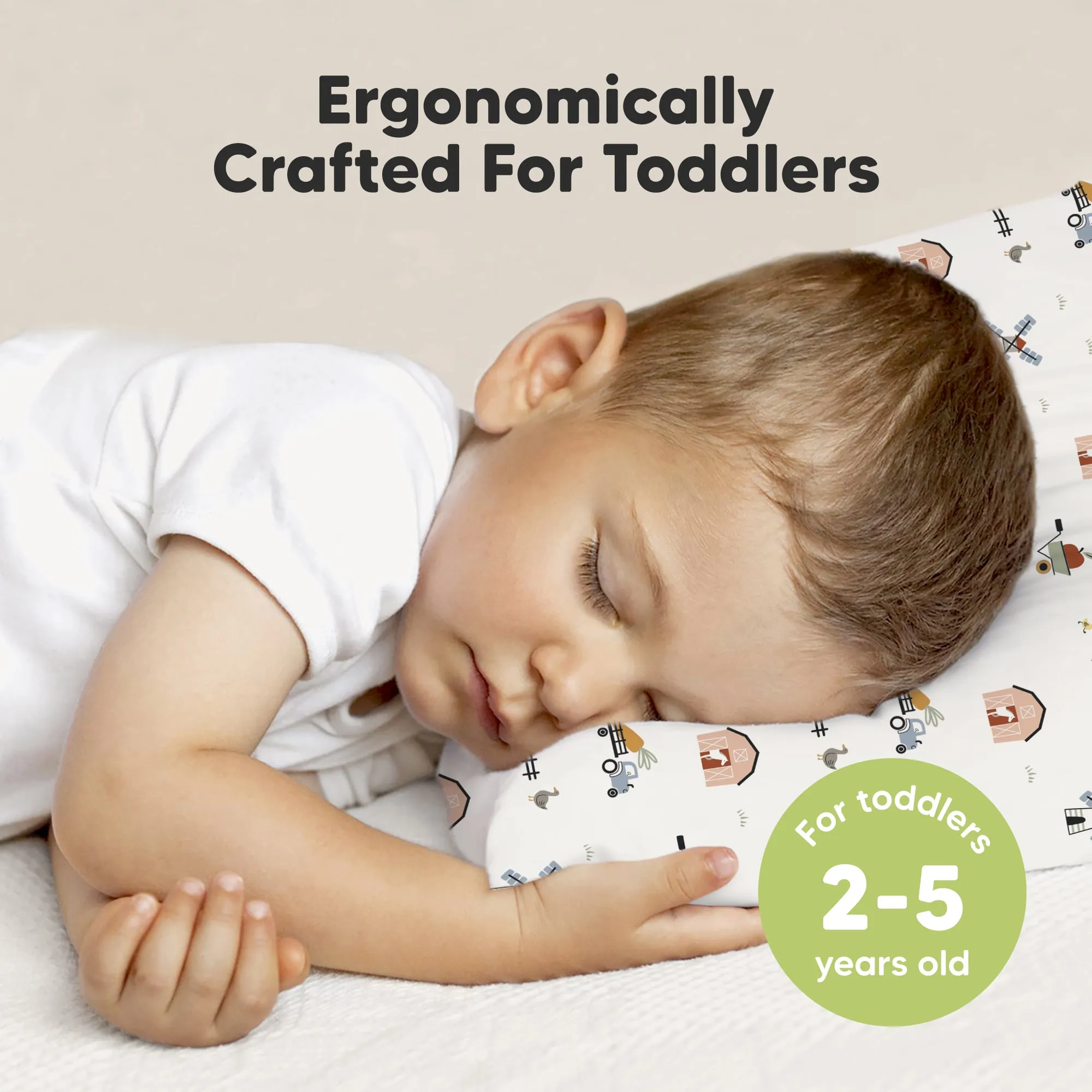 Jumbo Toddler Pillow with Pillowcase (Barn)