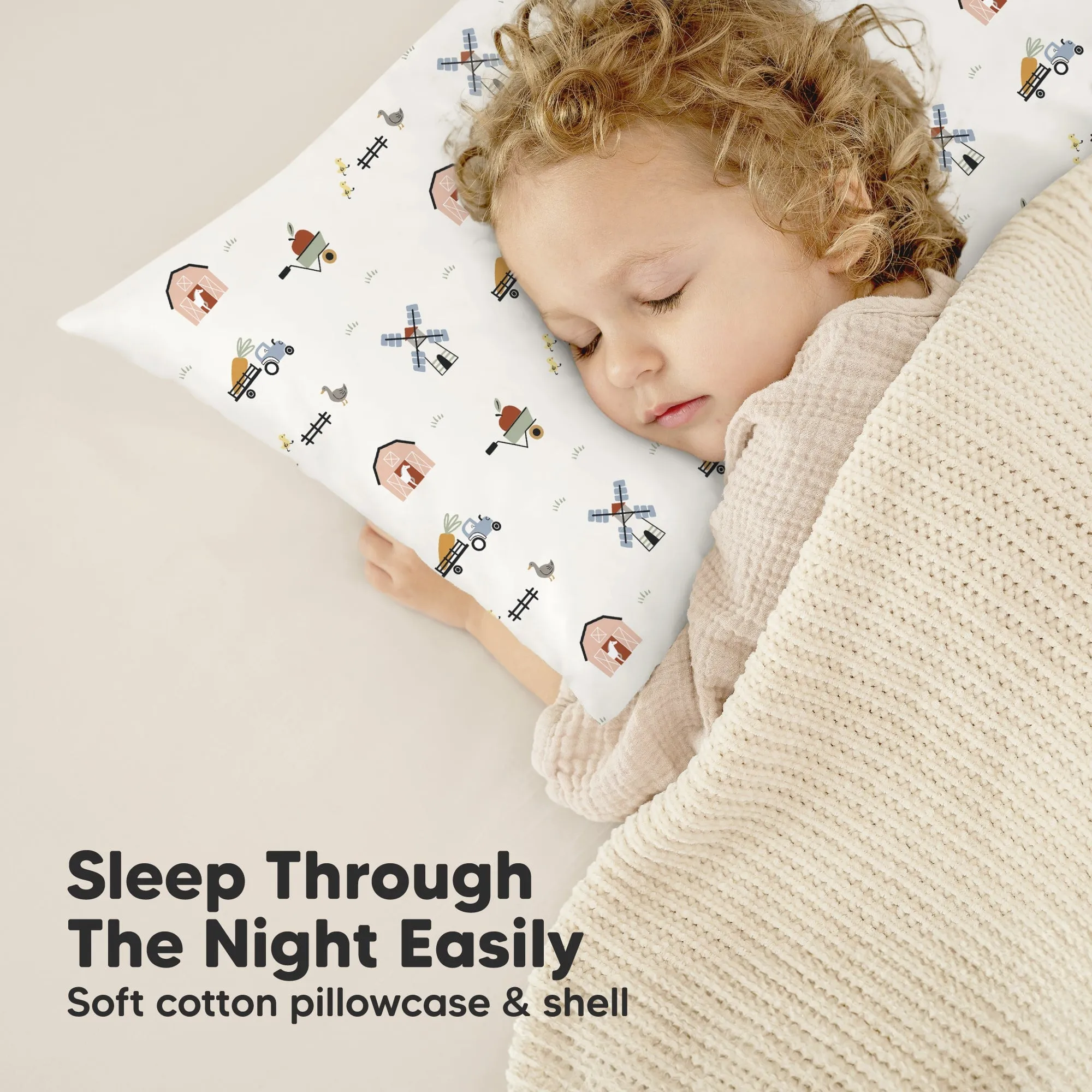 Jumbo Toddler Pillow with Pillowcase (Barn)