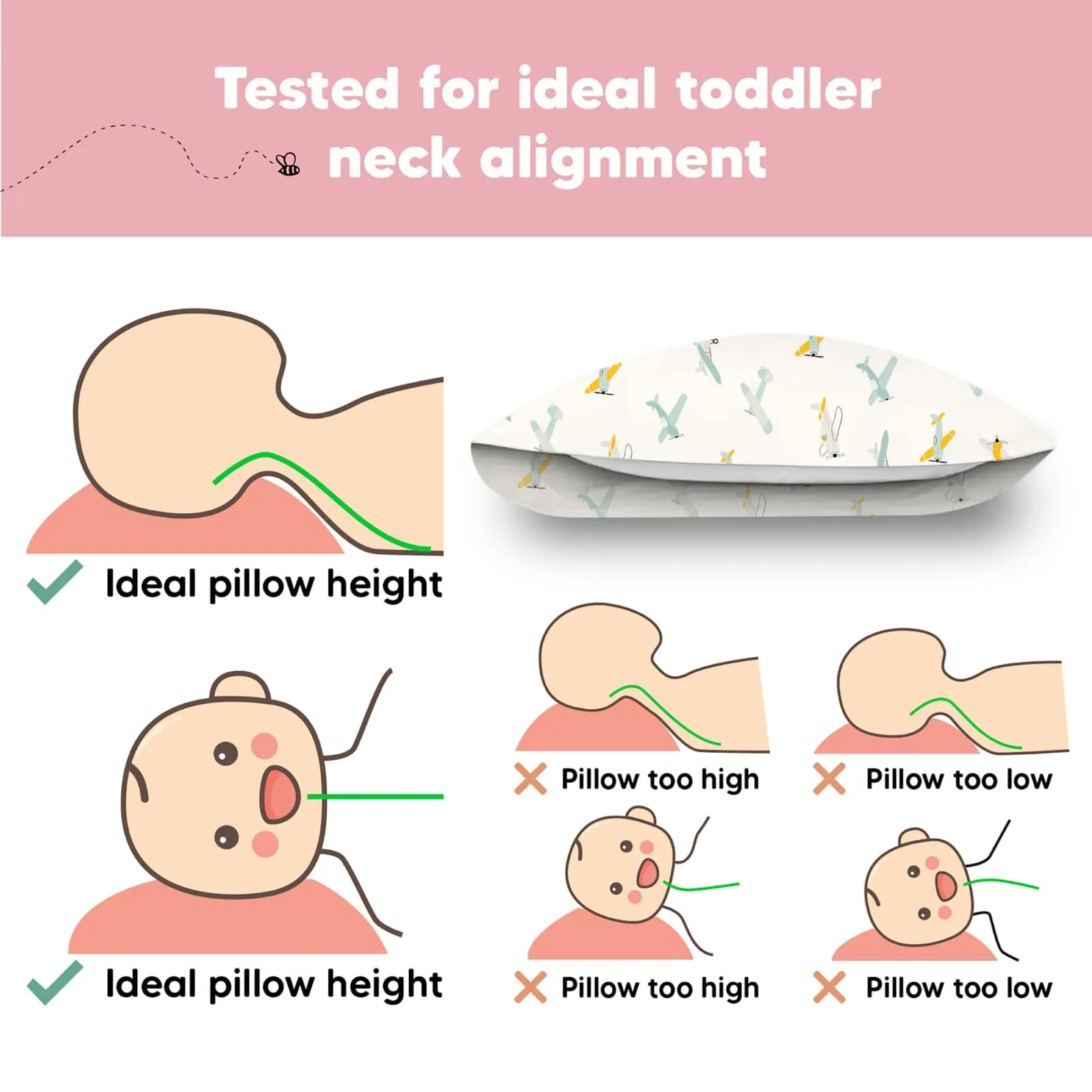 Jumbo Toddler Pillow with Pillowcase (Plane)