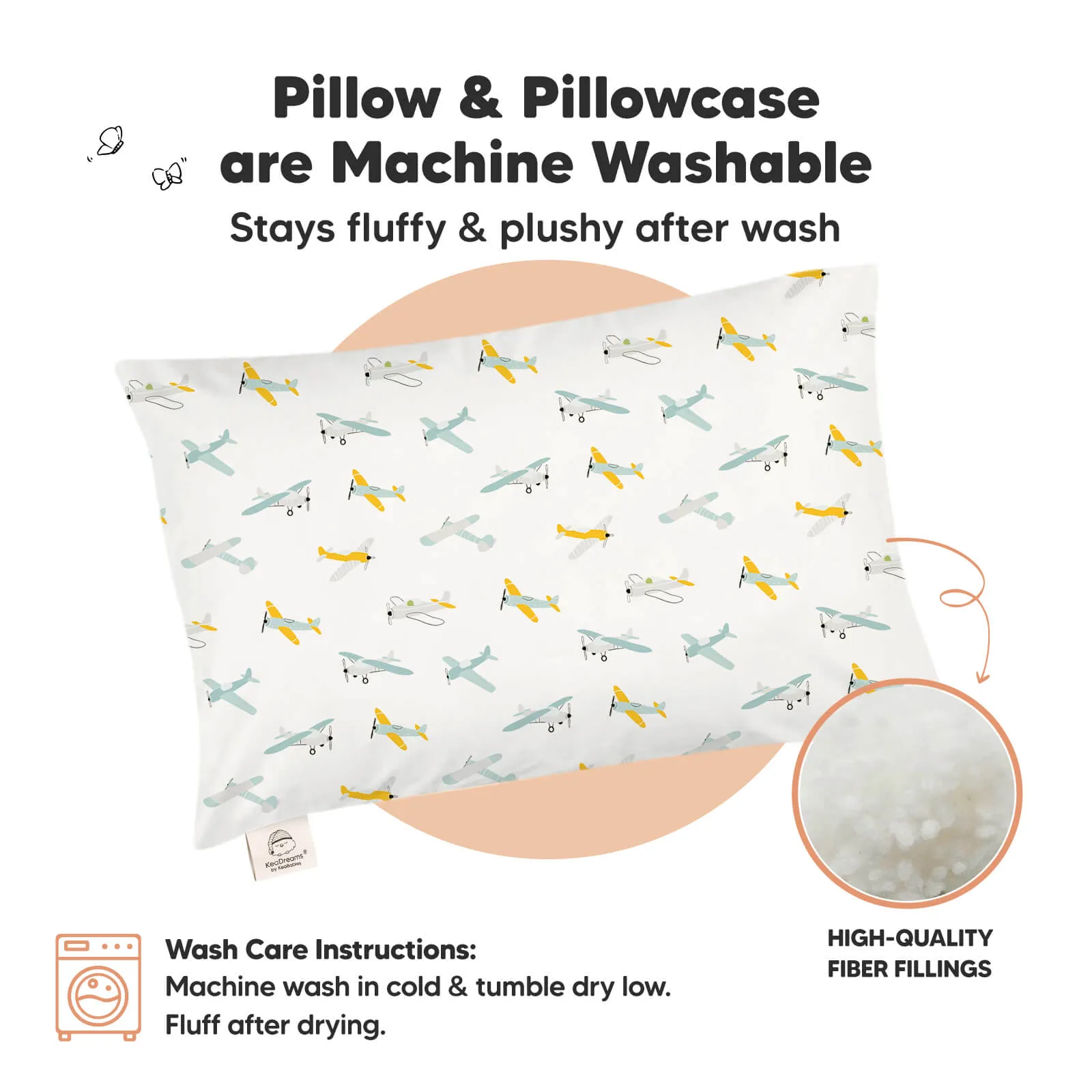 Jumbo Toddler Pillow with Pillowcase (Plane)