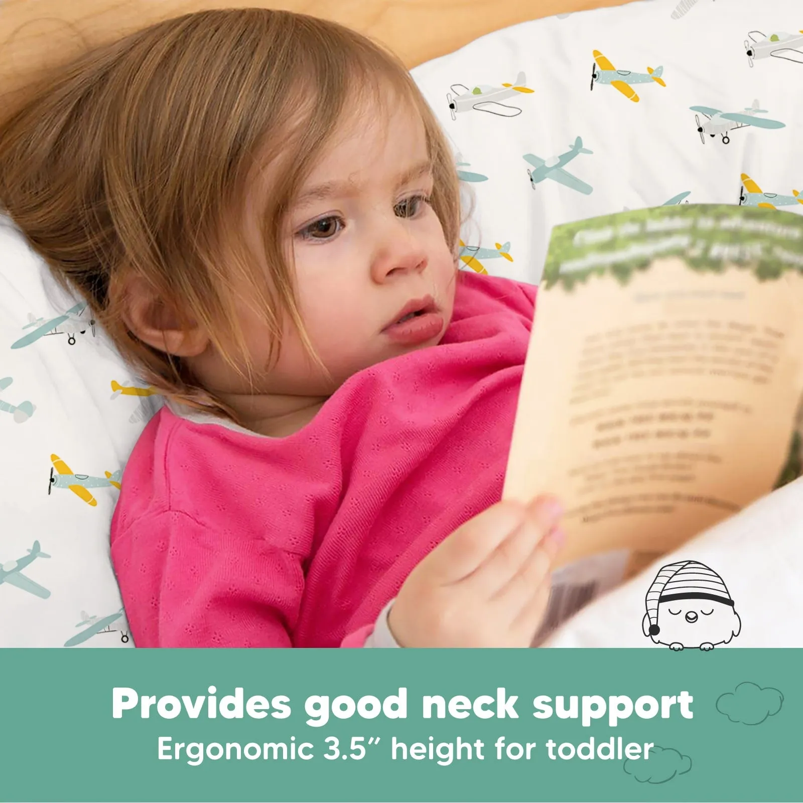 Jumbo Toddler Pillow with Pillowcase (Plane)